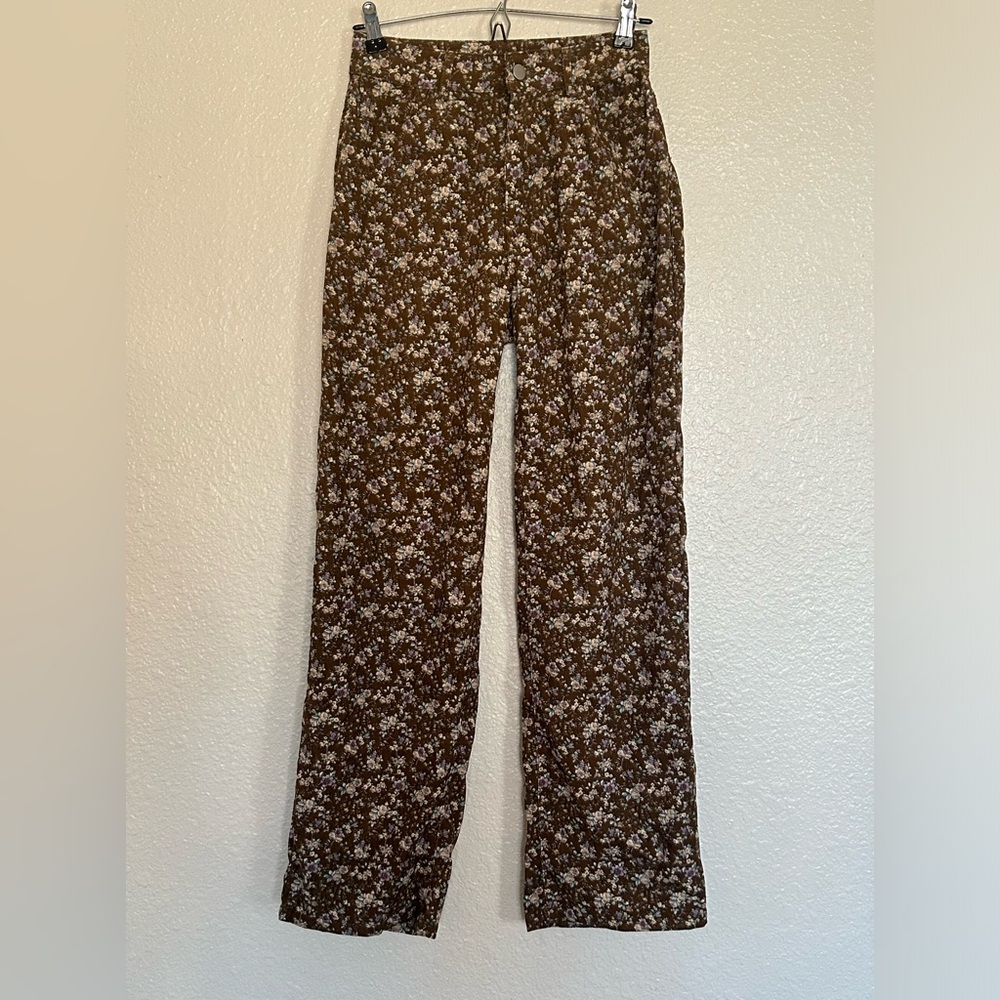 Pologram Floral Print Corduroy Pants Size S